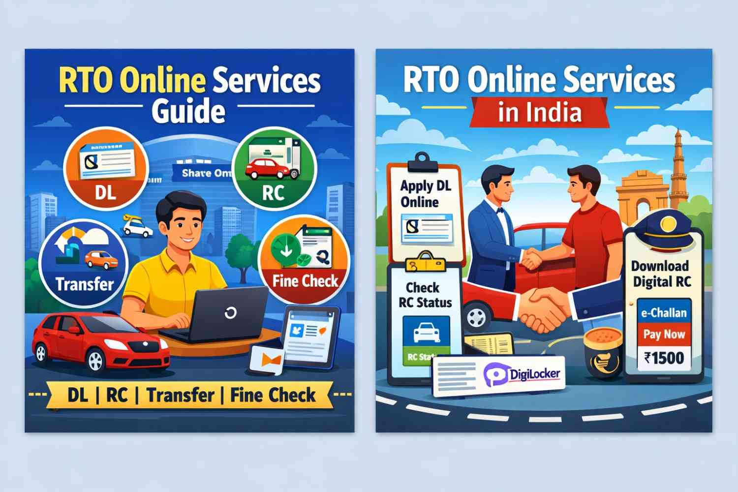 RTO Online Services Guide India DL RC Transfer Fine Check
